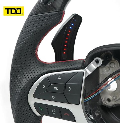 TDD LED Carbon Fiber Magnetic Paddle Shifters for Dodge Challenger Charger,fit for Jeep Grand Cherokee Durango and Chrysler 300 SRT Hellcat, RPM Light Display, Steering Wheel Accessories in Saudi Arabia