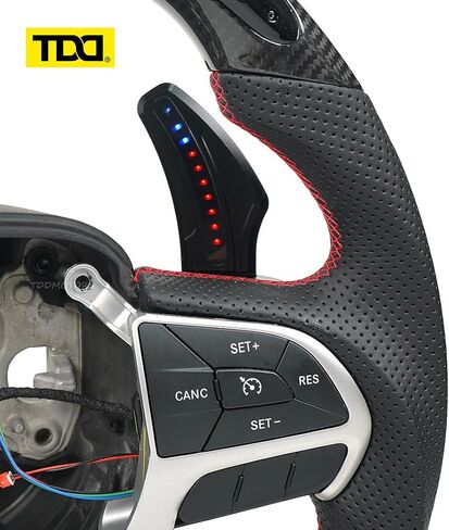 TDD LED Carbon Fiber Magnetic Paddle Shifters for Dodge Challenger Charger,fit for Jeep Grand Cherokee Durango and Chrysler 300 SRT Hellcat, RPM Light Display, Steering Wheel Accessories in Saudi Arabia