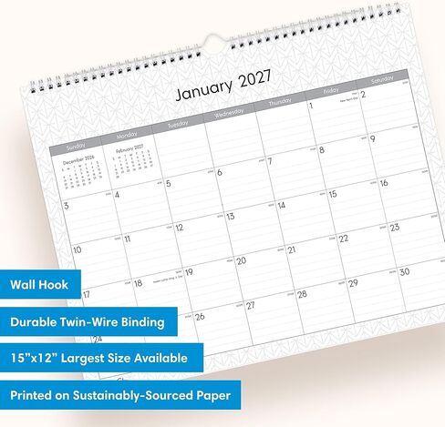 Blue Sky 2027 Monthly Wall Calendar, January 2027 - December 2027, Durable Twin Wire Binding, 15" x 12", Perfect For Home, Office And Classrooms, Enterprise in Kuwait