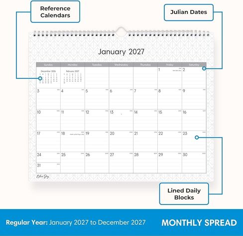 Blue Sky 2027 Monthly Wall Calendar, January 2027 - December 2027, Durable Twin Wire Binding, 15" x 12", Perfect For Home, Office And Classrooms, Enterprise in Kuwait
