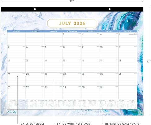 2026-2027 بلو سكاي جيما 17 بوصة × 22 بوصة تقويم حائط أكاديمي شهري، ألوان متنوعة (141377-A27) in Kuwait