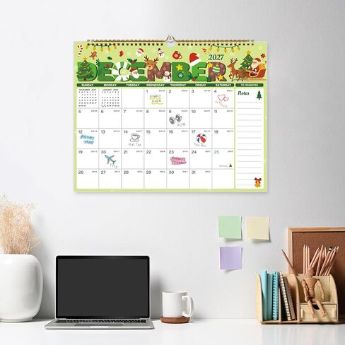 Calendar 2026-2027, 18 Month Wall Calendar July 2026 to December 2027, 14.8" X 11.5", Calendar with Twin-Wire Binding, Hanging Hook and Julian Dates for Home or Office (Seasonal Designs) in Kuwait