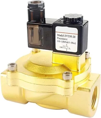2/2 Way Brass Solenoid Valve, Normally Closed, NBR Seal, 0.05-1.0MPa, for Air, Water and Oil, Models 2V025-06 to 2V250-25 (2V025-06 AC 220V) in Kuwait