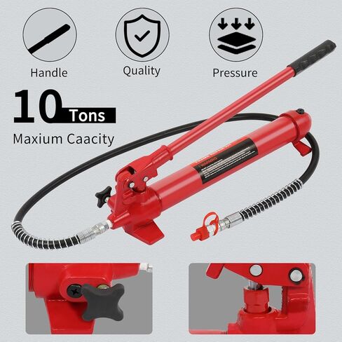 10 Ton Porta Power Hydraulic Kit, Porta Power Hydraulic Car Floor Jack Ram Auto Body Frame Repair Kit Tools for Loadhandler Truck Bed Unloader Farm Hydraulic Equipment Construction 20000 lbs Capacity in Saudi Arabia