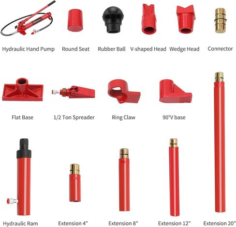 10 Ton Porta Power Hydraulic Kit, Porta Power Hydraulic Car Floor Jack Ram Auto Body Frame Repair Kit Tools for Loadhandler Truck Bed Unloader Farm Hydraulic Equipment Construction 20000 lbs Capacity in Saudi Arabia