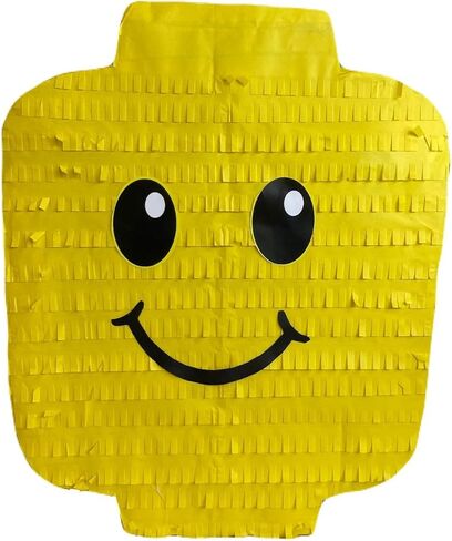 APINATA4U Brick Head Shaped Pinata, Yellow Color Block Face Party Decorations, Emoji Theme Birthday Gift for Kids, Fun Emoticon for Boys, Construction & Building Block Parties Supplies in Kuwait