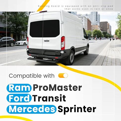7"x 54" Rear/Side Step Running Board Compatible with Ram ProMaster/Ford Transit/Mercedes Sprinter Aluminium Powder Coated in Kuwait