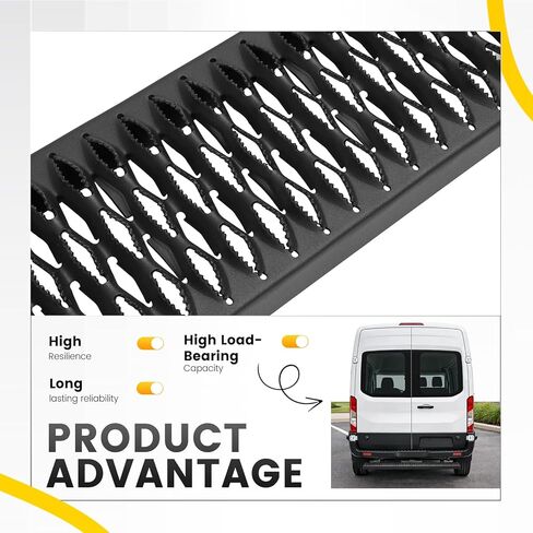 7"x 54" Rear/Side Step Running Board Compatible with Ram ProMaster/Ford Transit/Mercedes Sprinter Aluminium Powder Coated in Kuwait