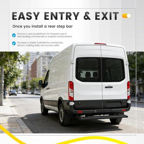 7"x 54" Rear/Side Step Running Board Compatible with Ram ProMaster/Ford Transit/Mercedes Sprinter Aluminium Powder Coated in Kuwait