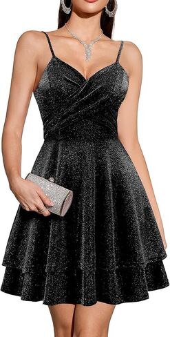 Women's Sparkly Prom Dresses Spaghetti Straps Sequin Short Cocktail Dress Backless Party Graduation Dresses in Saudi Arabia