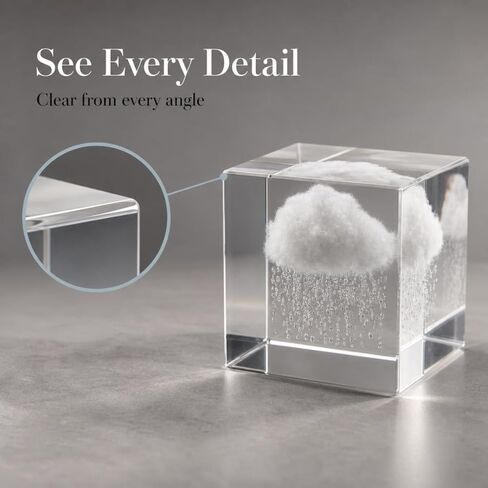 Small Decorative Paper Weight - Aesthetic Cute Crystal for Desk Shelf Sitter Office Decor - Rain Cloud Cube, Stress Relief Gifts for Coworkers (2.4") in Saudi Arabia