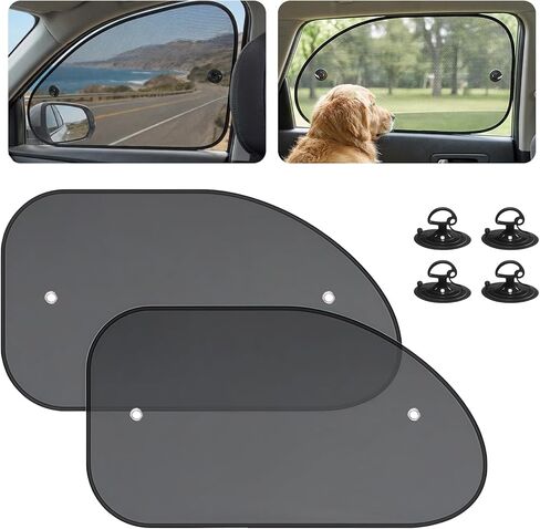 5PCS Car Window Shades, Mesh Side and Rear Window Screen Cover with Suction Cup, Privacy Protection,Sun Protection and Heat Blocking, Car Accessories for Baby, Pets, Kids in Kuwait