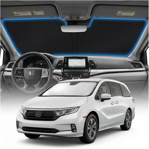 غطاء الزجاج الأمامي لسيارة Honda Odyssey Sun Shade - ملحقات Odyssey مناسبة حسب الطلب 2018-2025 2026 مظلة شمسية قابلة للطي للحماية من الأشعة فوق البنفسجية وإكسسوارات حاجب الشمس من الحرارة in Kuwait