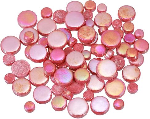 MECCANIXITY 200g Round Mosaic Tiles for Crafts, Multi-Size Iridescent Mosaic Glass Bulk for DIY Art, Home Decoration, Vases, Mugs, Flower Pots (Red) in Kuwait