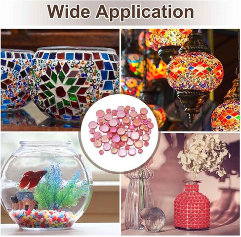 MECCANIXITY 200g Round Mosaic Tiles for Crafts, Multi-Size Iridescent Mosaic Glass Bulk for DIY Art, Home Decoration, Vases, Mugs, Flower Pots (Red) in Kuwait