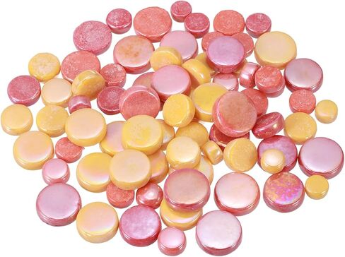 MECCANIXITY 200g Round Mosaic Tiles for Crafts, Multi-Size Iridescent Mosaic Glass Bulk for DIY Art, Home Decoration, Vases, Mugs, Flower Pots (Red) in Kuwait