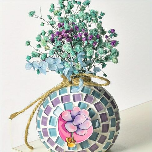 Mosaic Tile Kits DIY kit Mosaic Building Sets Glass Lantern/Candle Holder/Vase Exclusive Art DIY Glass Craft for Adults and Teens Gifts for Girls Craft Lovers Home Décor in Kuwait