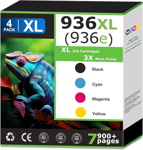 936e 936XL استبدال خراطيش الحبر لحزمة التحرير والسرد لخراطيش الحبر HP 936e، متوافقة مع طابعة HP OfficeJet Pro 9122e 9125e 9128e 9730e، 936 أسود و936 لونًا، تم تحديثها مع V19.8.1 (4 عبوات) in Kuwait