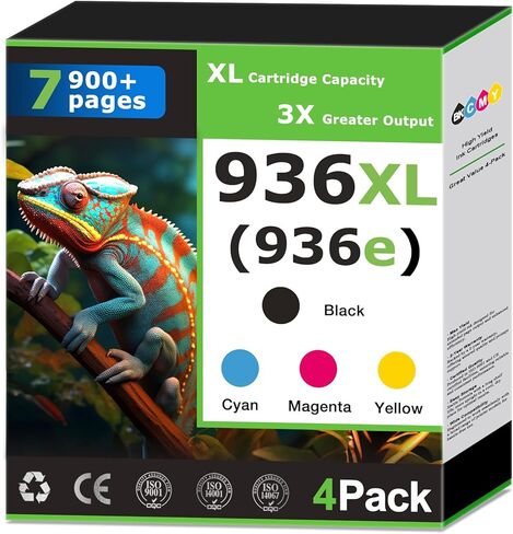 936XL 936e Ink Cartridges Compatible for HP 936 Ink Cartridges Combo Pack Work with HP Printer OfficeJet Pro 9120e 9125e 9130e 9135e Printer Ink Black and Color Cyan Magenta Yellow 936XL Ink (4 Pack) in Saudi Arabia