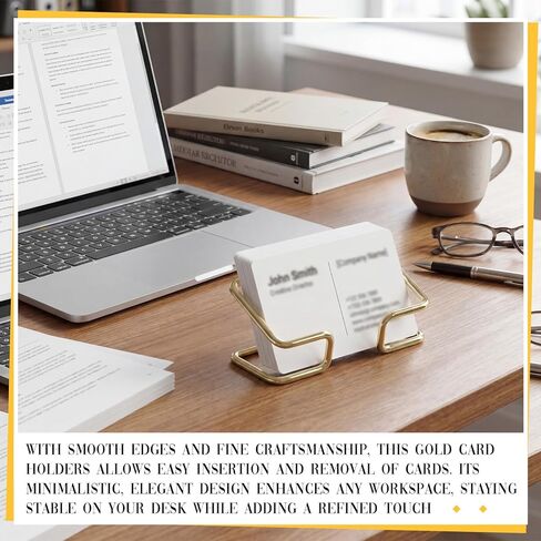 6 Pack Metal Business Card Holder for Desk Gold Cardholder Office Display Stand 4 Inch Cute Office Accessories Gift for Men Women Boss Colleague Desktop in Kuwait