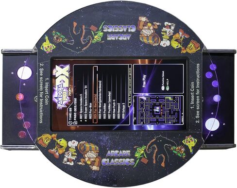 Retro Barrel Style Arcade Game – 2 Player Cocktail Cabinet with 516 Classic Games – 26" LCD Screen, Trackball Controls, Adjustable LED Lights – Pre-Assembled Heavy-Duty Coin/Free Play Cabinet in Saudi Arabia