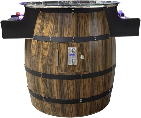 Retro Barrel Style Arcade Game – 2 Player Cocktail Cabinet with 516 Classic Games – 26" LCD Screen, Trackball Controls, Adjustable LED Lights – Pre-Assembled Heavy-Duty Coin/Free Play Cabinet in Saudi Arabia