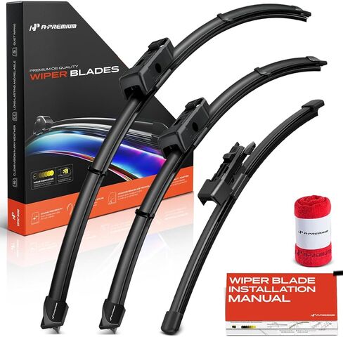 A-Premium 26"+22"+14" Windshield Wiper Blades Compatible with Volkswagen Atlas Cross Sport 2021 2022 2023 2024 - Front Rear Wipers Blade, TLPN/FR_2V, with Wear Indicator & Towel (Pack of 3) in Kuwait