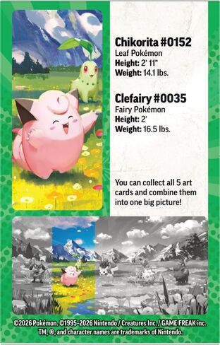 Pokemon TCG: Mega Evolution—Ascended Heroes Mini Tin: Clefairy & Chikorita (1 Sticker Sheet, a Pokémon Art Card & 2 Booster Packs) in Kuwait