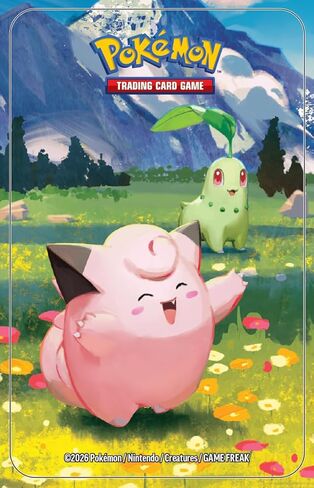 Pokemon TCG: Mega Evolution—Ascended Heroes Mini Tin: Clefairy & Chikorita (1 Sticker Sheet, a Pokémon Art Card & 2 Booster Packs) in Kuwait