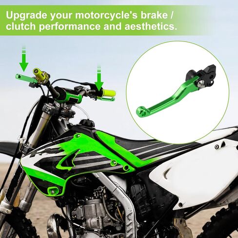 دراجة نارية قصيرة دواسة فرامل عتلات لكاواساكي KX250 KX250F دراجة نارية المقود الفرامل رافعة لكاواساكي KX450 KX450XC KX450SR سبائك الألومنيوم الأخضر in Kuwait