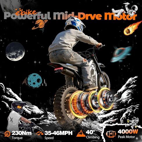 NOVA X Electric Dirt Motorcycle, 46 MPH 4000W, 40° Climbing with 2849 Certified 48V 22.8Ah Removable Battery, Full Suspension Hydraulic Brakes, Mountain Off-Road for Teens Adults Purple in Kuwait