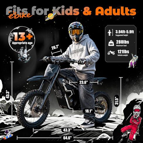 NOVA X Electric Dirt Motorcycle, 46 MPH 4000W, 40° Climbing with 2849 Certified 48V 22.8Ah Removable Battery, Full Suspension Hydraulic Brakes, Mountain Off-Road for Teens Adults Purple in Kuwait