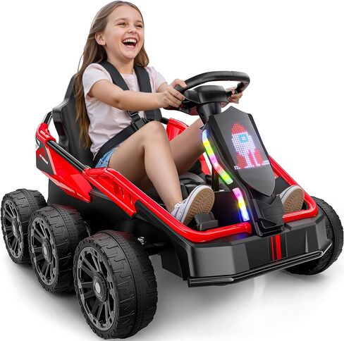 ANPABO 24V Ride on Toys for Big Kids Aged 3-12, Extended Legroom, Sturdy 6 Wheels, 4x100W Motor, 2WD/4WD Switchable, Max 5Mph, LED Display, Bluetooth Music, Electric Car w/Remote Control, Green in Saudi Arabia