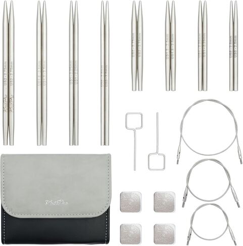 KnitPro Stelo Petite Mini Interchangeable Needle Set 2" (5cm) & 3" (7.5cm) | 4 US Sizes (0 to 2) in Saudi Arabia