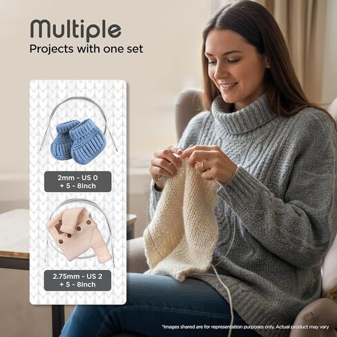 KnitPro Stelo Petite Mini Interchangeable Needle Set 2" (5cm) & 3" (7.5cm) | 4 US Sizes (0 to 2) in Saudi Arabia