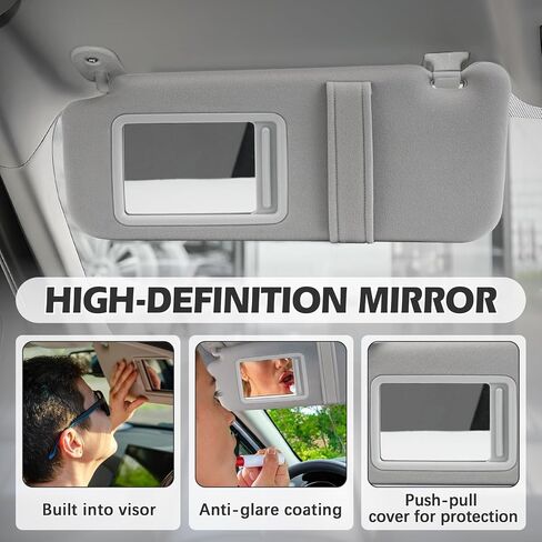 Left Driver Side Sun Visor Fits for Toyota Camry 2007 2008 2009 2010 2011 Replacement Number 74320-06780-B0 0400230506B0 (Gray) in Saudi Arabia