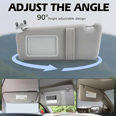 Left Driver Side Sun Visor Fits for Toyota Camry 2007 2008 2009 2010 2011 Replacement Number 74320-06780-B0 0400230506B0 (Gray) in Saudi Arabia