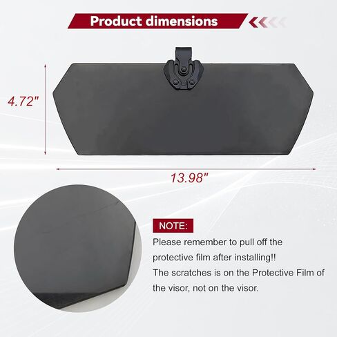 UTV Sun Visor with The Protective Film for 1.25" - 2" Roll Bar Cage Compatible with Can am Defender Maverick X3, for Polaris Ranger RZR 1000 XP Turbo, for Kawasaki Mule Pioneer 1000 YXZ Teryx in Kuwait