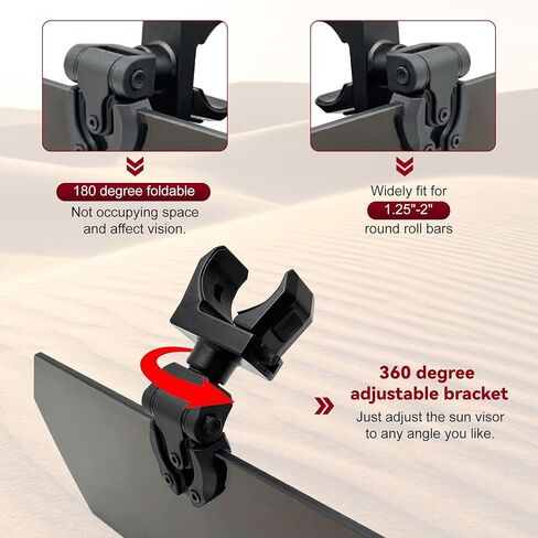 UTV Sun Visor with The Protective Film for 1.25" - 2" Roll Bar Cage Compatible with Can am Defender Maverick X3, for Polaris Ranger RZR 1000 XP Turbo, for Kawasaki Mule Pioneer 1000 YXZ Teryx in Kuwait