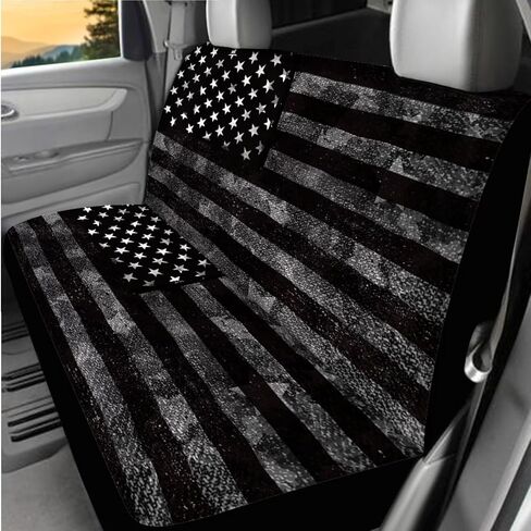 8 Pcs Gray American Flag Car Accessories Set, Car Seat Covers Full Set with Auto Steering Wheel Cover Center Console Pad Seat Belt Covers, Patriotic Decorations in Saudi Arabia