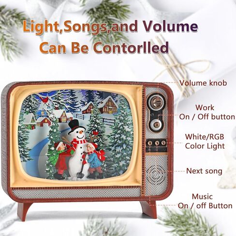 Snow Globe, TV Santa Claus Riding Sleigh Scene Snow Globe, Volume/Light Mode/Playing Controllable Glittering Globe Lantern with Timer, Snow Globe Lantern USB or Battery Powered for Xmas Decoration in Saudi Arabia