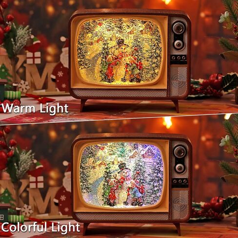 Snow Globe, TV Santa Claus Riding Sleigh Scene Snow Globe, Volume/Light Mode/Playing Controllable Glittering Globe Lantern with Timer, Snow Globe Lantern USB or Battery Powered for Xmas Decoration in Saudi Arabia