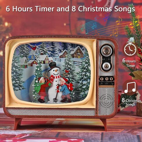 Snow Globe, TV Santa Claus Riding Sleigh Scene Snow Globe, Volume/Light Mode/Playing Controllable Glittering Globe Lantern with Timer, Snow Globe Lantern USB or Battery Powered for Xmas Decoration in Saudi Arabia