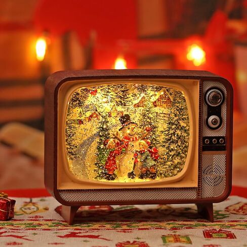 Snow Globe, TV Santa Claus Riding Sleigh Scene Snow Globe, Volume/Light Mode/Playing Controllable Glittering Globe Lantern with Timer, Snow Globe Lantern USB or Battery Powered for Xmas Decoration in Saudi Arabia