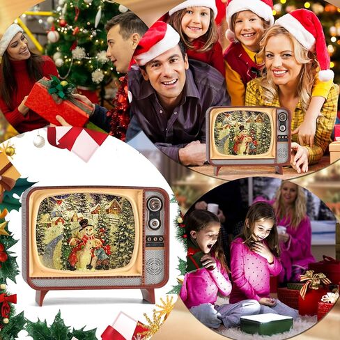 Snow Globe, TV Santa Claus Riding Sleigh Scene Snow Globe, Volume/Light Mode/Playing Controllable Glittering Globe Lantern with Timer, Snow Globe Lantern USB or Battery Powered for Xmas Decoration in Saudi Arabia