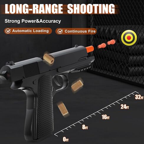 Soft Bullet Toy Gun with Shell Ejecting,Gun Fidget Toy with 100 Soft Bullets, 12 Shells and 2 Magazines,Education Toy Model,Christmas Birthday Gifts for Boys&Girls Kids Adults Age 8+(Black) in Saudi Arabia