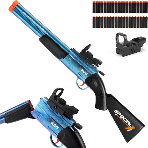 Double Barrel Soft Bullet Shotgun Soft Dart Blaster, with 40 Soft Darts, Foam Blaster with Scope for 14+ Years Old in Saudi Arabia