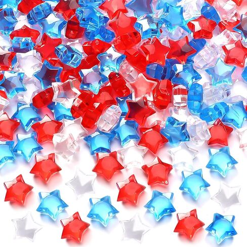 500 Piece Patriotic Star Gems, 4th of July Vase Filler Decorations Red White Blue Star Gems for Memorial Day Independence Day Table Scatter Crafts Decor in Kuwait
