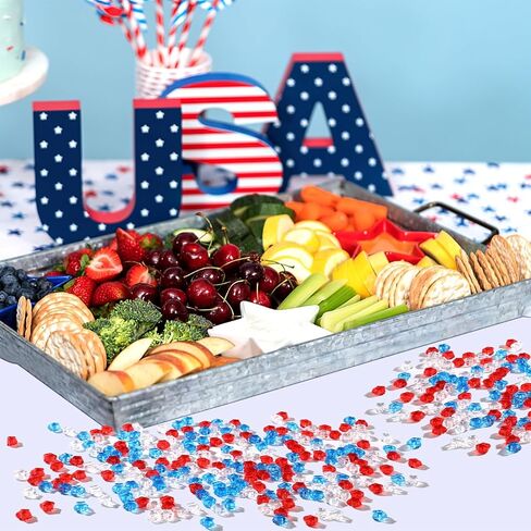 500 Piece Patriotic Star Gems, 4th of July Vase Filler Decorations Red White Blue Star Gems for Memorial Day Independence Day Table Scatter Crafts Decor in Kuwait