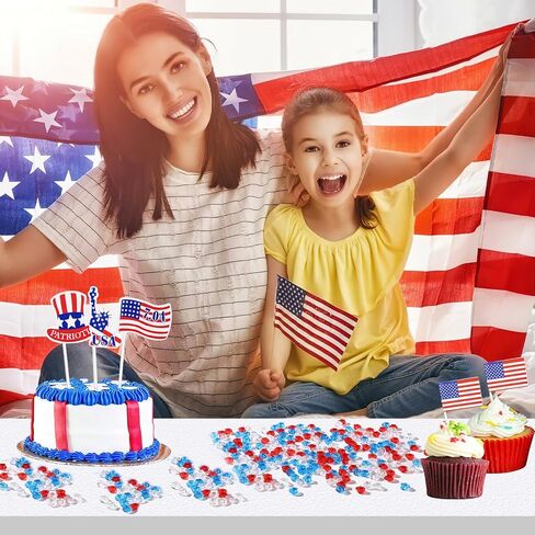 500 Piece Patriotic Star Gems, 4th of July Vase Filler Decorations Red White Blue Star Gems for Memorial Day Independence Day Table Scatter Crafts Decor in Kuwait